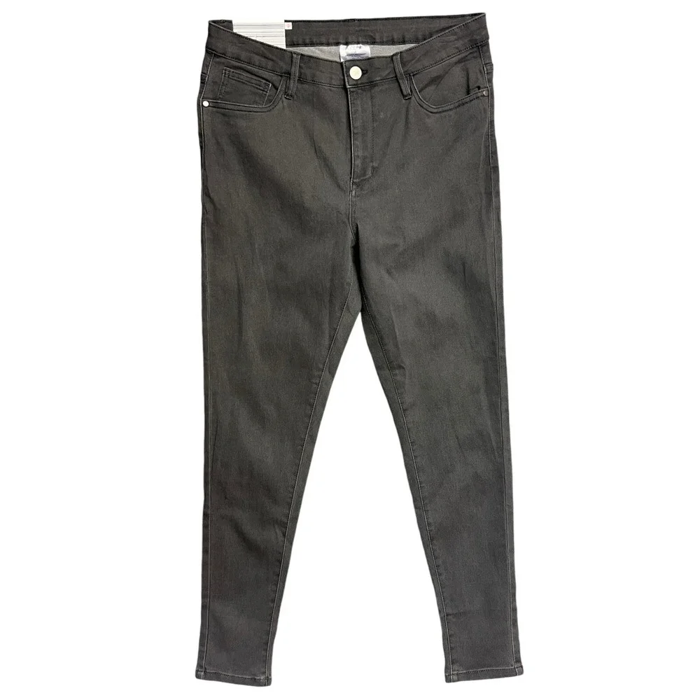 Serra Premium Jeggings Size 14 Gray High Rise Stretch Five Pocket Denim Leggings